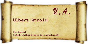 Ulbert Arnold névjegykártya
